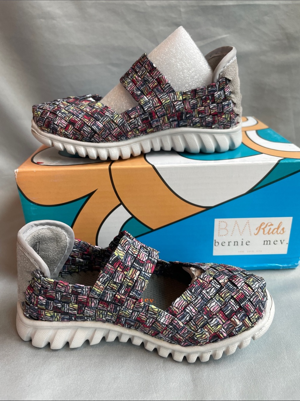 Bernie Mev. Kids Multicolor Woven Slip-On Shoe - gray Sole UK 22